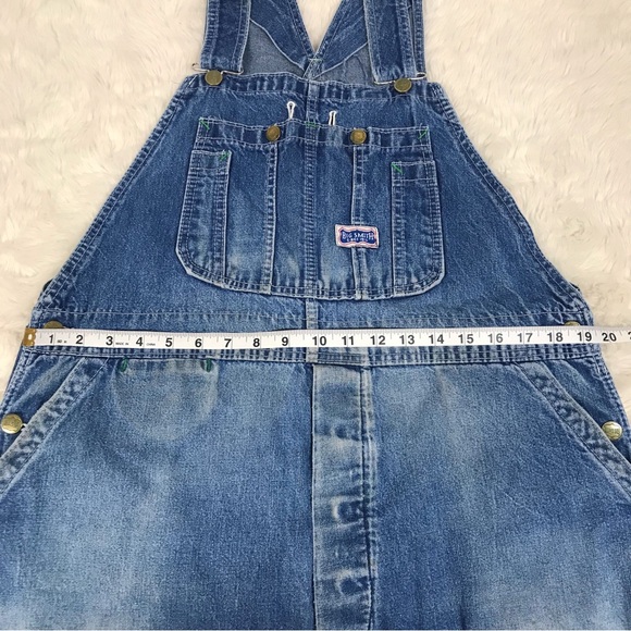 BIG‎ SMITH Mens Distressed Denim Bib Overalls Chore Farm Carpenter Size 39 - Picture 15 of 16